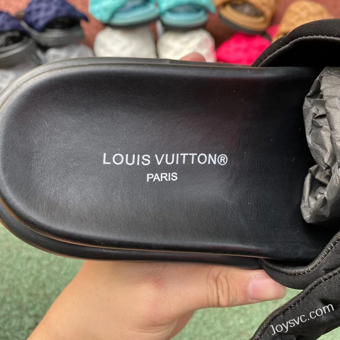 Louis Vuitton Pool Pillow Comfort Black Velcro Slides