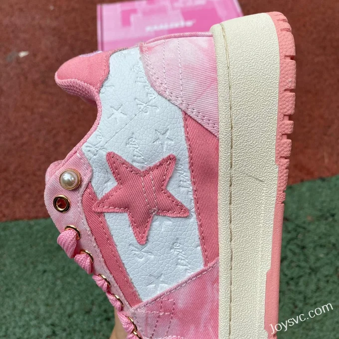 KAALIXTO Pink Cloud Stars Mid-Top Shoes in Pink and White