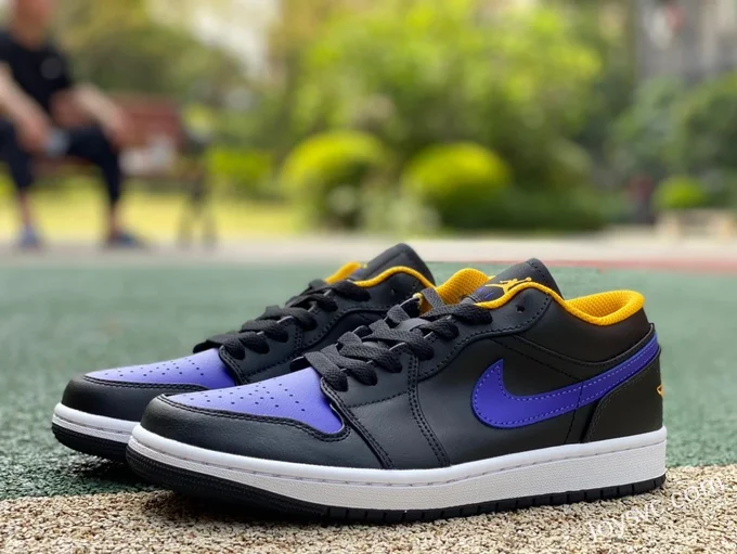 Air Jordan 1 Low 553558-075 Black Purple Yellow Retro