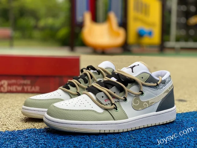 Air Jordan 1 Low FB7168-121 White Green Grey Strap Retro