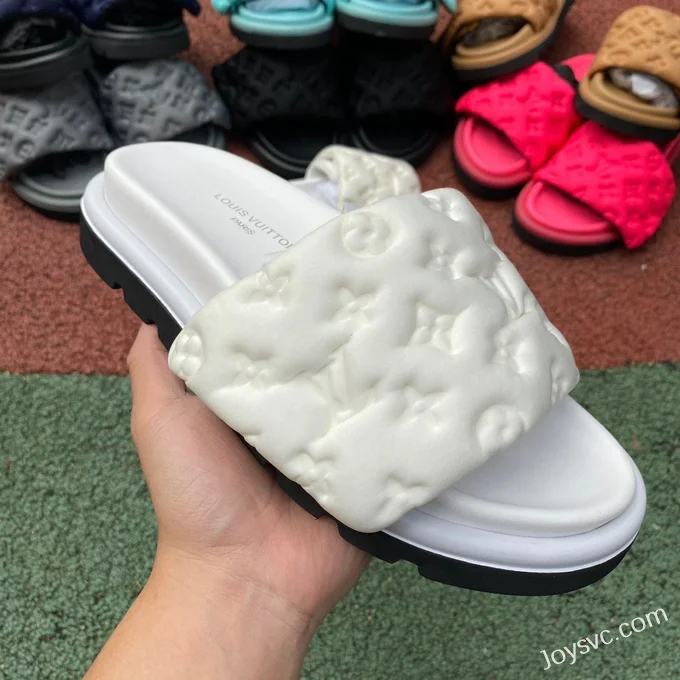 Louis Vuitton Pool Pillow Comfort White Velcro Slides