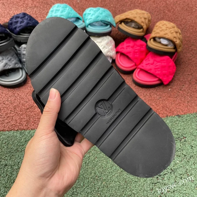 Louis Vuitton Pool Pillow Comfort Black Velcro Slides