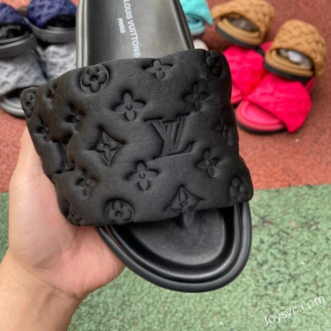 Louis Vuitton Pool Pillow Comfort Black Velcro Slides