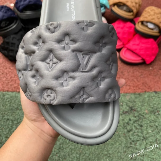 Louis Vuitton Pool Pillow Comfort Grey Velcro Slides