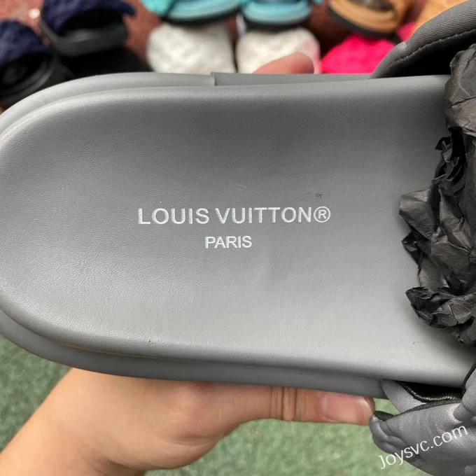 Louis Vuitton Pool Pillow Comfort Grey Velcro Slides