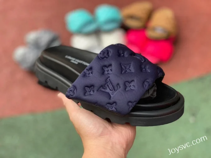 Louis Vuitton Pool Pillow Comfort Navy Velcro Slides