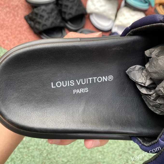 Louis Vuitton Pool Pillow Comfort Navy Velcro Slides