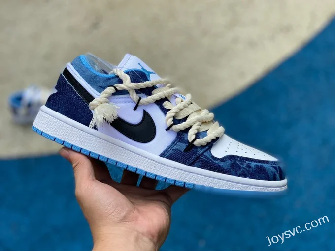 Air Jordan 1 Low DM8947-100 White Blue Washed Denim Retro