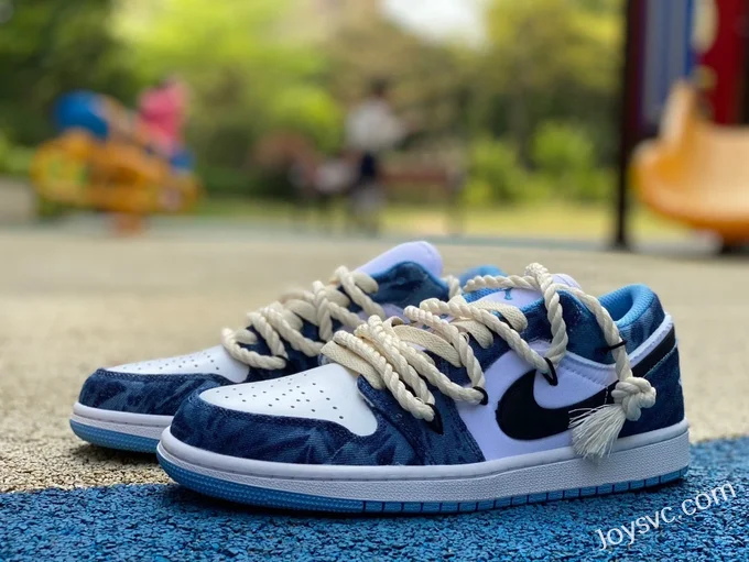 Air Jordan 1 Low DM8947-100 White Blue Washed Denim Retro