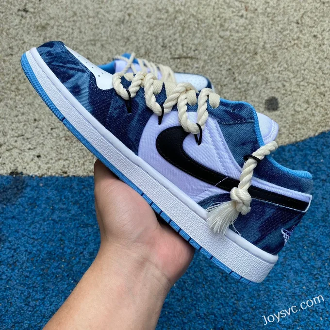 Air Jordan 1 Low DM8947-100 White Blue Washed Denim Retro