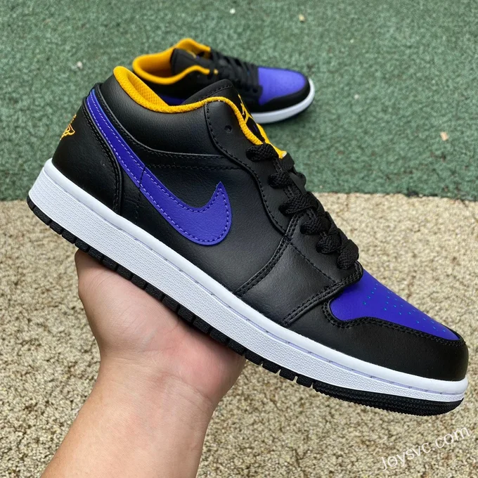 Air Jordan 1 Low 553558-075 Black Purple Yellow Retro