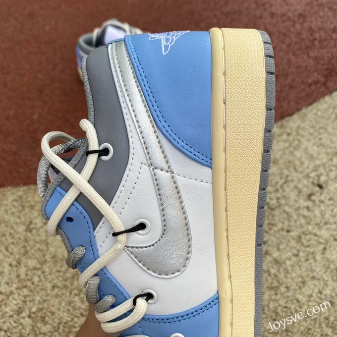 Air Jordan 1 Low 553558-053 White Blue Grey Strap Retro