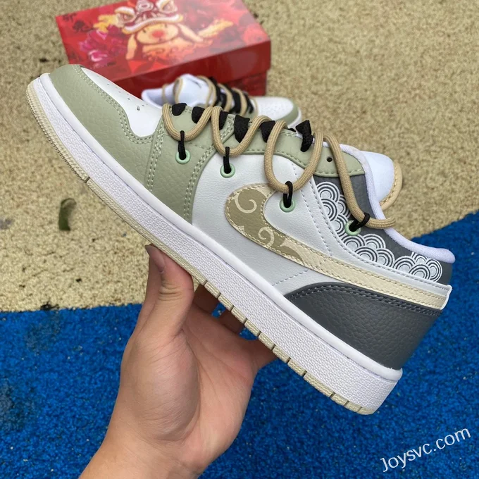 Air Jordan 1 Low FB7168-121 White Green Grey Strap Retro