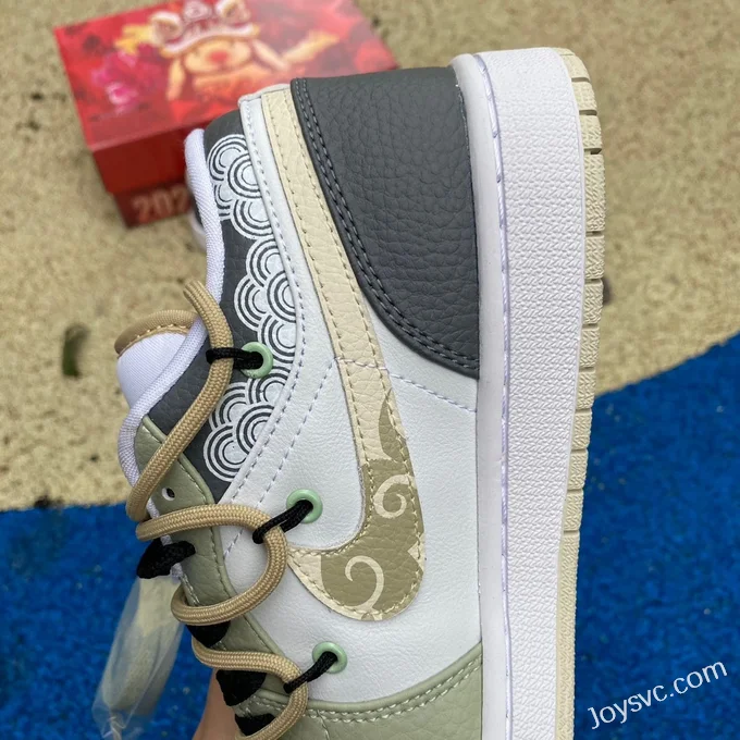 Air Jordan 1 Low FB7168-121 White Green Grey Strap Retro