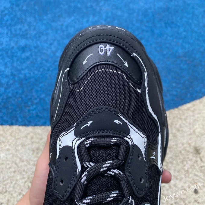 Balenciaga Black Hand-Painted Triple S Vintage Dad Shoes