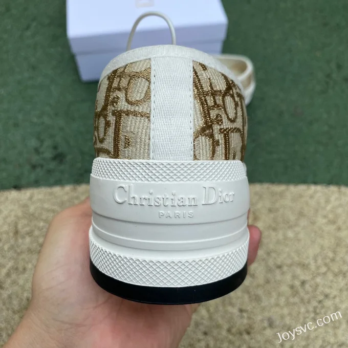 Dior Walkn'Dior White Gold Cotton High Top Embroidered Fashion Sneakers Women