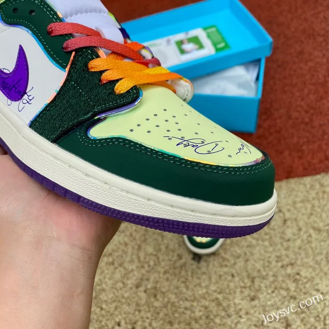 Air Jordan 1 Low OG FD9665-351 Doernbecher White Green Purple Retro