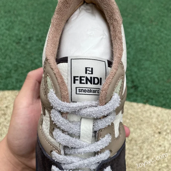 Fendi Match Grey Brown Low Top Lace-Up Fashion Sneakers Men