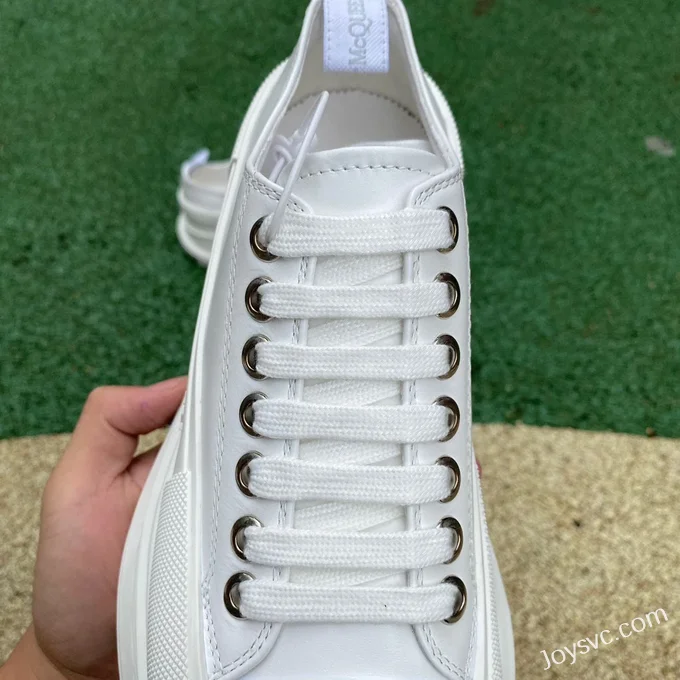 Alexander McQueen Mid-Top White Leather Sneakers