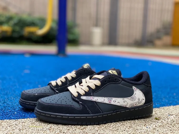 Travis Scott x Air Jordan 1 Low DM7866-889 Black Color Hook Custom Version