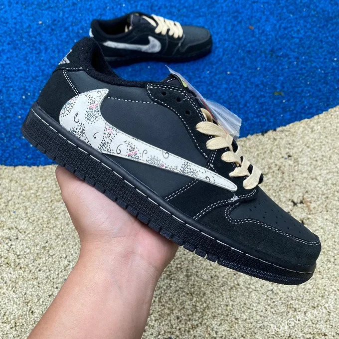 Travis Scott x Air Jordan 1 Low DM7866-889 Black Color Hook Custom Version