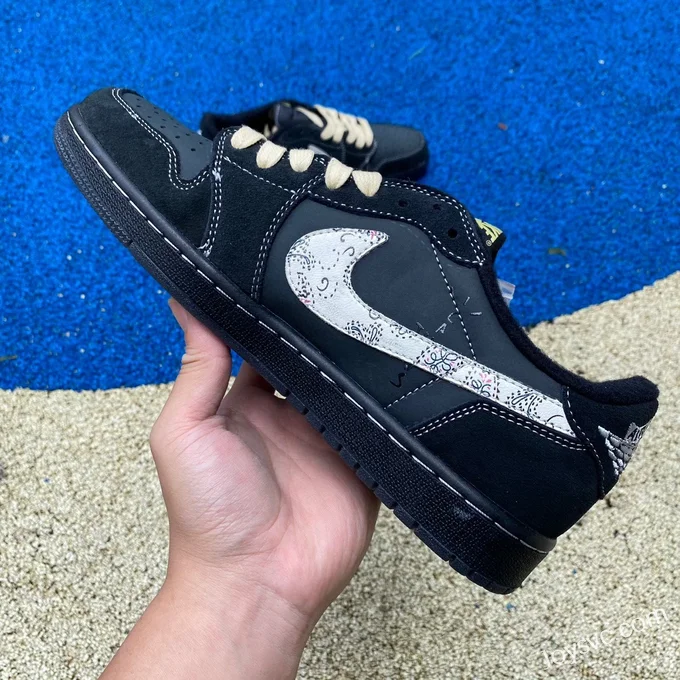 Travis Scott x Air Jordan 1 Low DM7866-889 Black Color Hook Custom Version