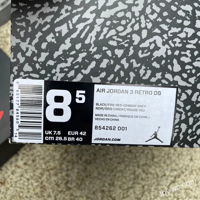 Air Jordan 3 Black Cement 854262-001