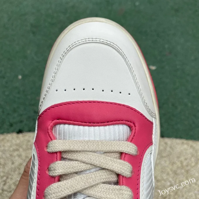 Gucci MAC80 White Pink Distressed Leather Low Top Fashion Sneakers