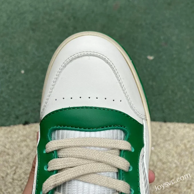 Gucci MAC80 White Green Distressed Leather Low Top Fashion Sneakers