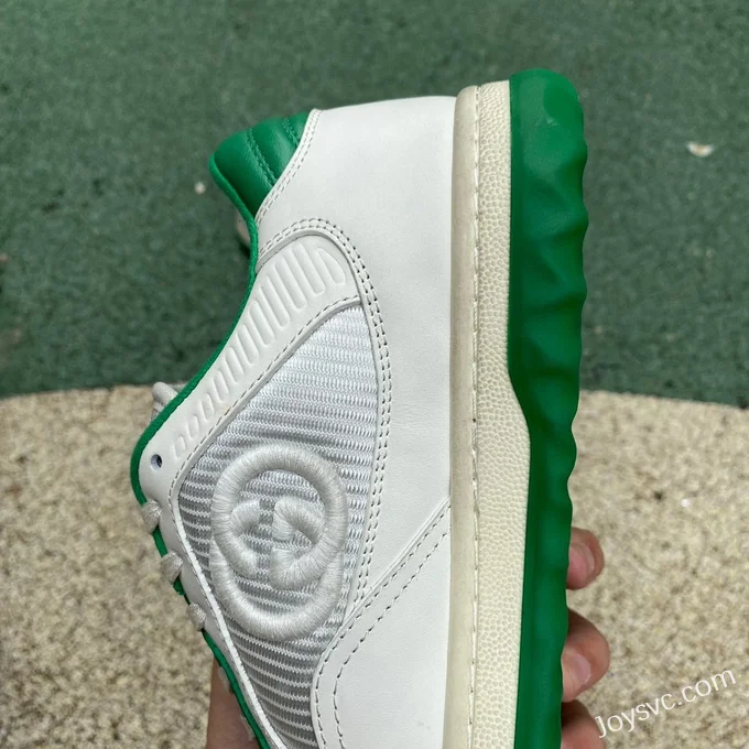 Gucci MAC80 White Green Distressed Leather Low Top Fashion Sneakers