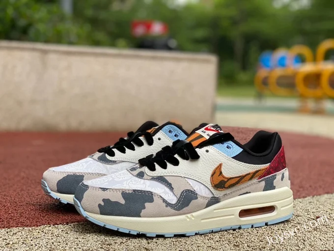 Nike Air Max 1 '87 Camo Blue Red Cushioned Running Shoes FD0827-133