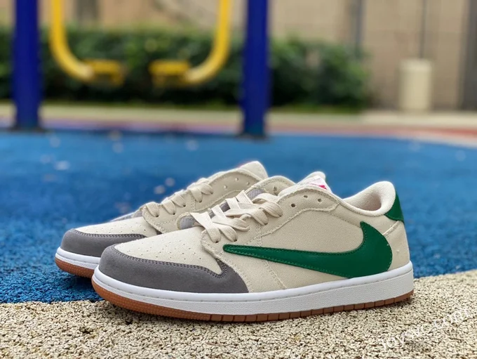 Travis Scott x Air Jordan 1 Low DM7866-809 Grey Green Custom Version