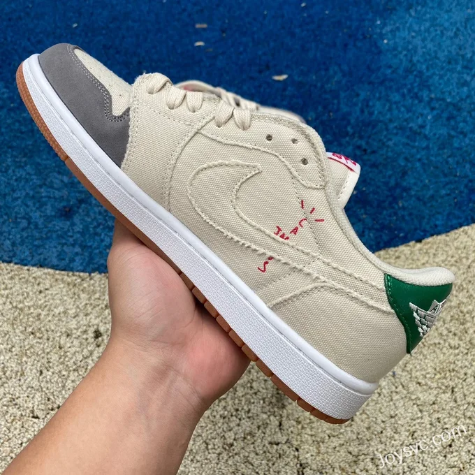 Travis Scott x Air Jordan 1 Low DM7866-809 Grey Green Custom Version