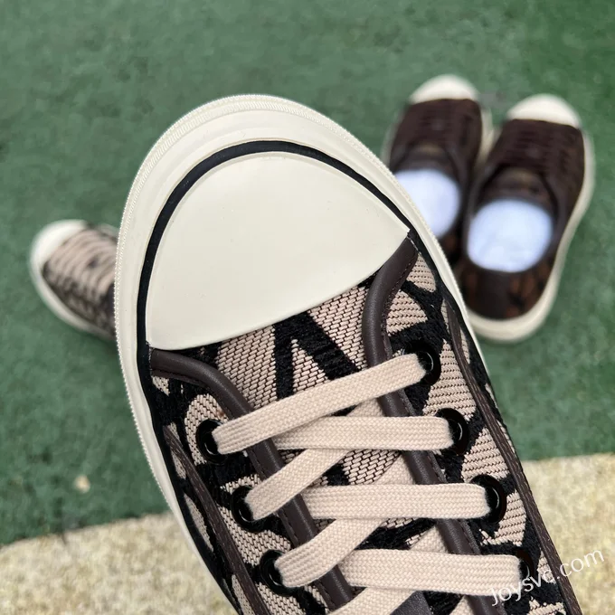 Valentino Leather Sneakers with Checkered Print in Beige & Black