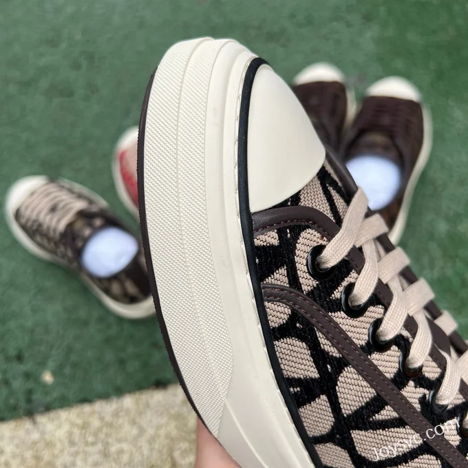 Valentino Leather Sneakers with Checkered Print in Beige & Black