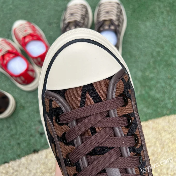 Valentino Leather Sneakers with Checkered Print in Brown & Black