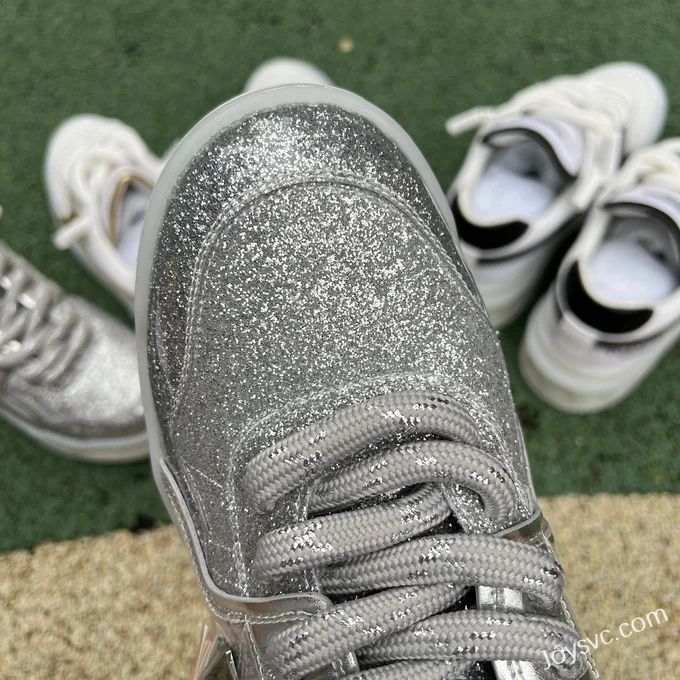 Valentino One Stud Leather Sneakers in Silver