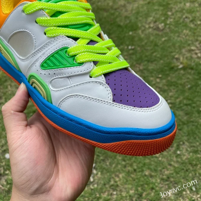 Gucci Basket Good Game Grey Orange Purple Green Leather Low Top Fashion Sneakers