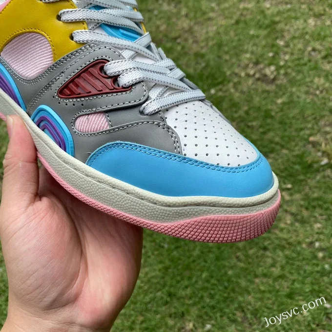 Gucci Basket Good Game White Pink Blue Leather Low Top Fashion Sneakers