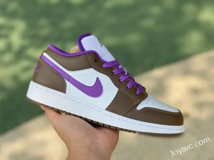 Air Jordan 1 Low GS 553560-215 White Purple Brown Retro