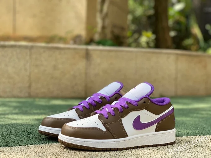 Air Jordan 1 Low GS 553560-215 White Purple Brown Retro