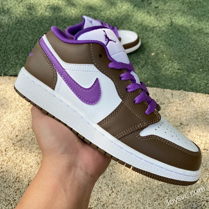 Air Jordan 1 Low GS 553560-215 White Purple Brown Retro