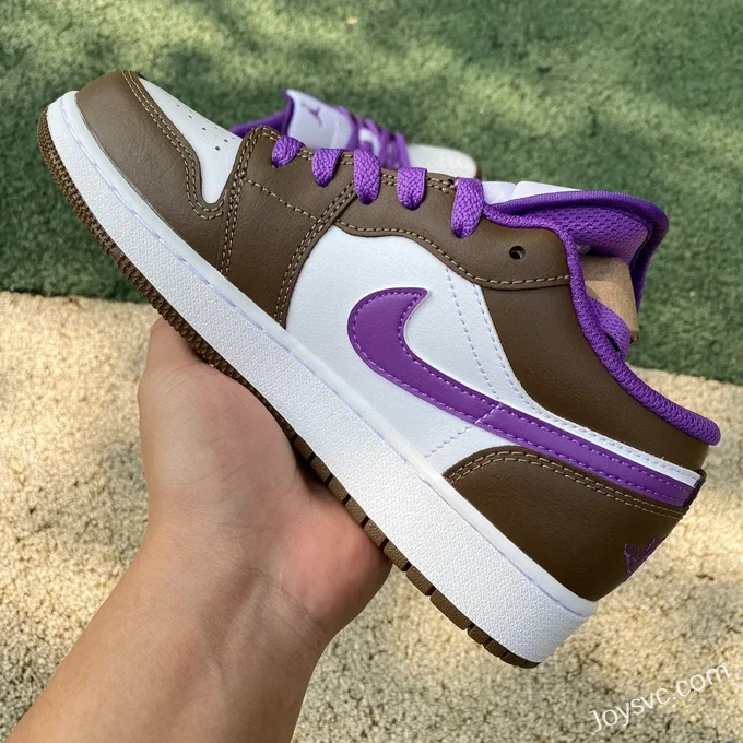 Air Jordan 1 Low GS 553560-215 White Purple Brown Retro