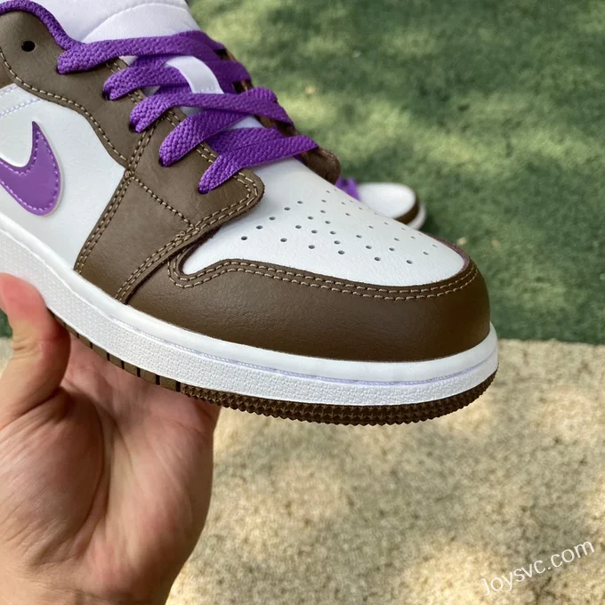 Air Jordan 1 Low GS 553560-215 White Purple Brown Retro