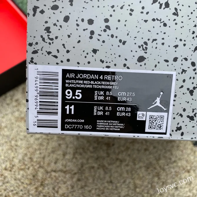 Air Jordan 4 DC7770-160 Black White Red