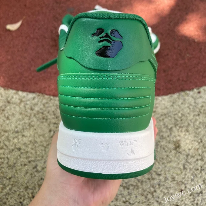 OFF-WHITE White Green Leather Sneakers