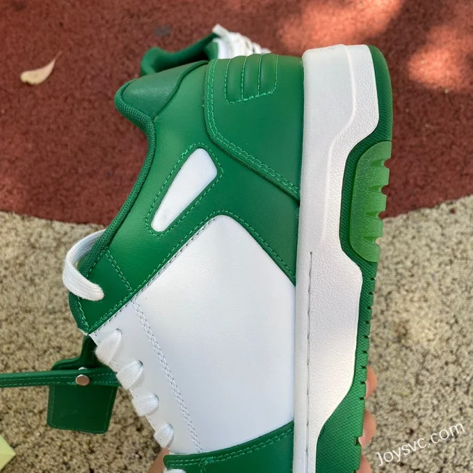 OFF-WHITE White Green Leather Sneakers