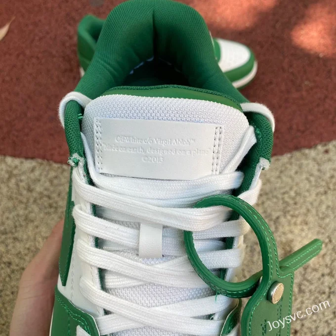 OFF-WHITE White Green Leather Sneakers