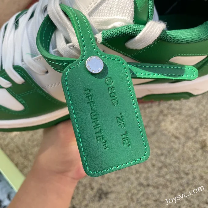 OFF-WHITE White Green Leather Sneakers