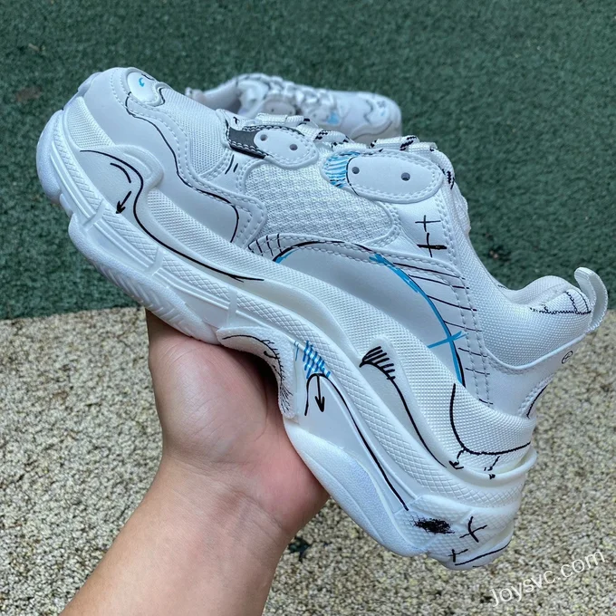 Balenciaga White Graffiti Triple S Vintage Dad Shoes